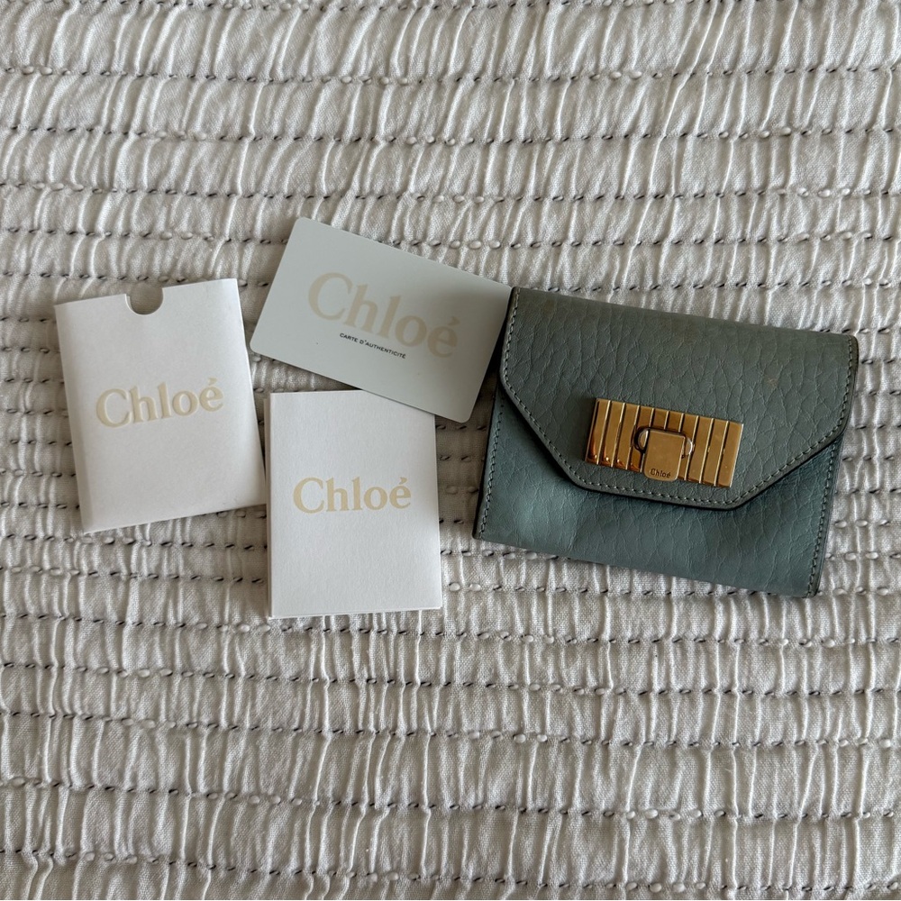 Vintage Chloé Teal and Gold Leather Wallet